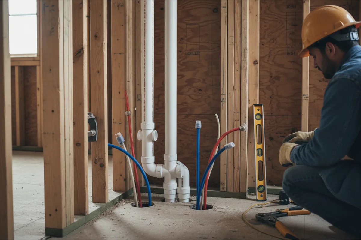 Drain and supply rough-in during Drain Cleaning in Bowie